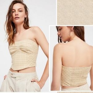 🥃Free People 'Out West' Corset Top Plaid Taupe